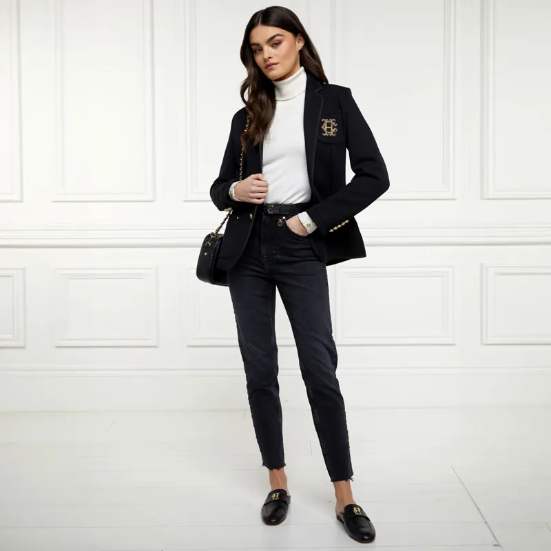 Holland Cooper High Rise Womens Slim Jeans - Washed Black-4