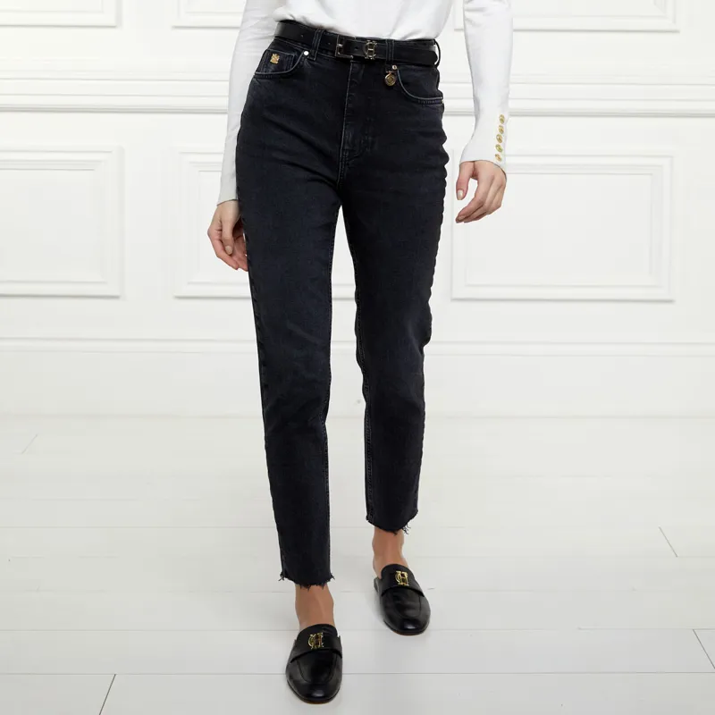 Holland Cooper High Rise Womens Slim Jeans - Washed Black