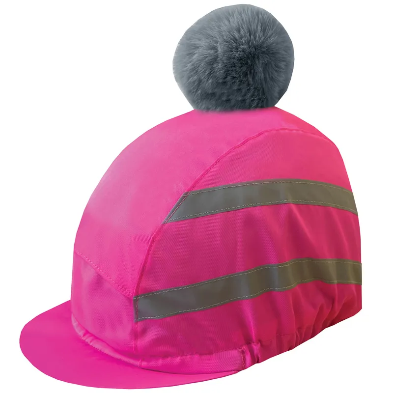 Equetech Vision Hi-Vis Luxury Pom Pom Junior Hat Silk - Pink