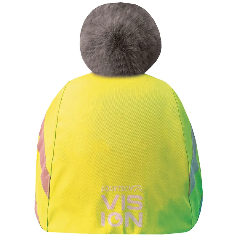 Equetech Vision Hi-Vis Luxury Pom Pom Junior Hat Silk - Yellow-1