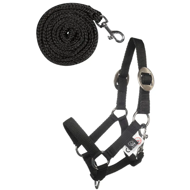 HKM Hobby Horse Basic Headcollar and Leadrope - Black
