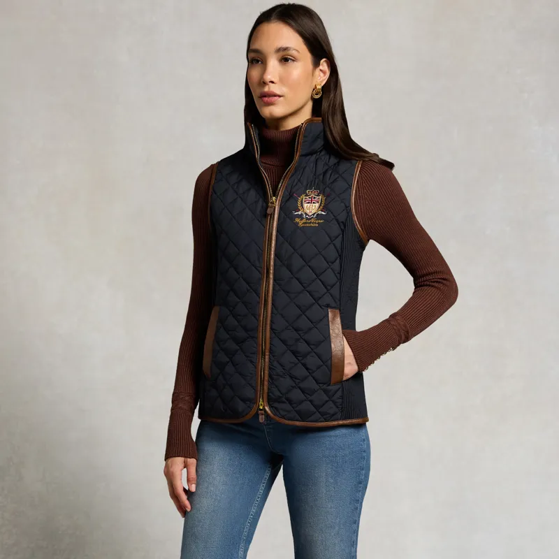 Holland Cooper Boughton Womens Diamond Quilted Gilet - Ink Navy-4