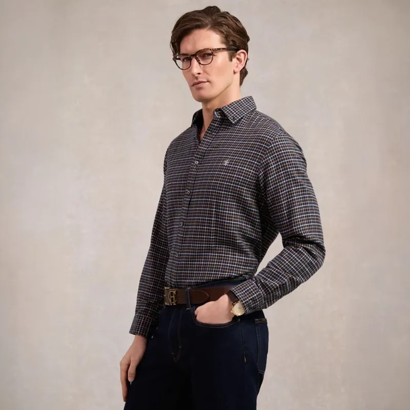 Holland Cooper Classic Men's Button Shirt - Cheltenham Check Navy-3