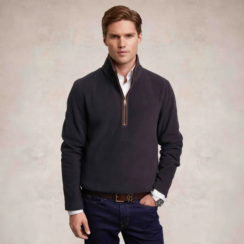 Holland Cooper Country Fleece Men's Quarter Zip Jumper - Ink Navy