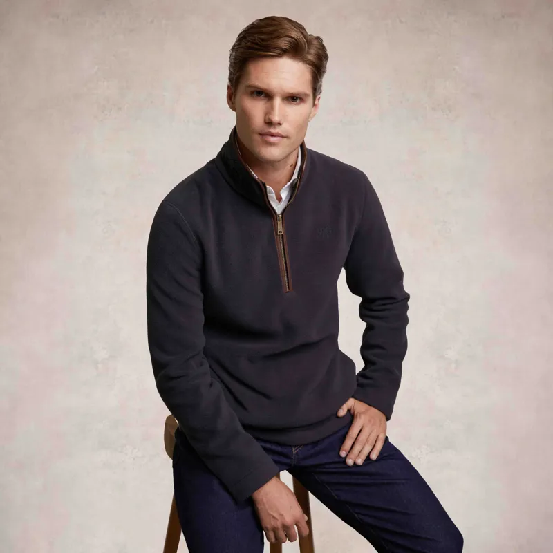 Holland Cooper Country Fleece Men's Quarter Zip Jumper - Ink Navy-1
