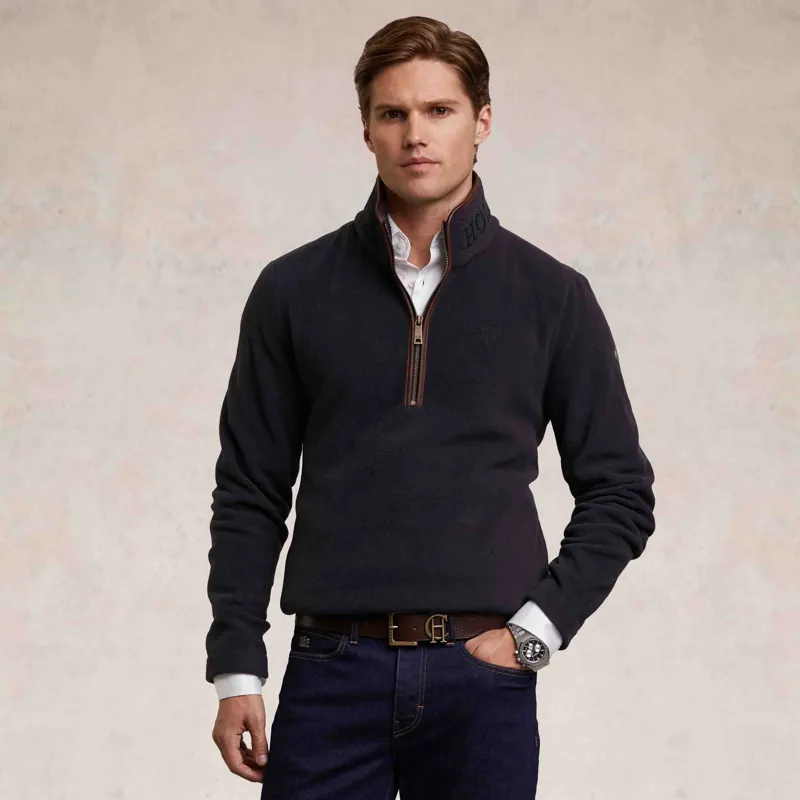 Holland Cooper Country Fleece Men's Quarter Zip Jumper - Ink Navy-2