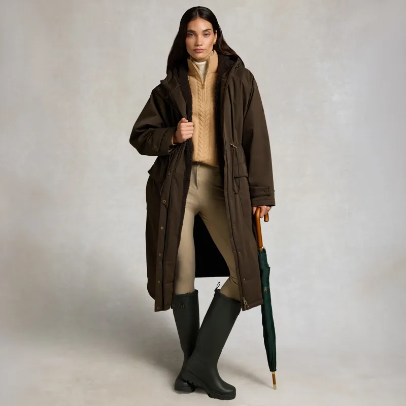 Holland Cooper Womens One-Size Waterproof Parka - Olive Brown-5