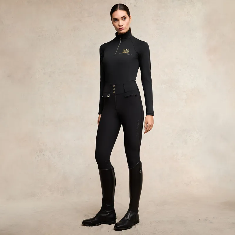 Holland Cooper Premium High Rise Full Grip Womens Breeches - Black-1