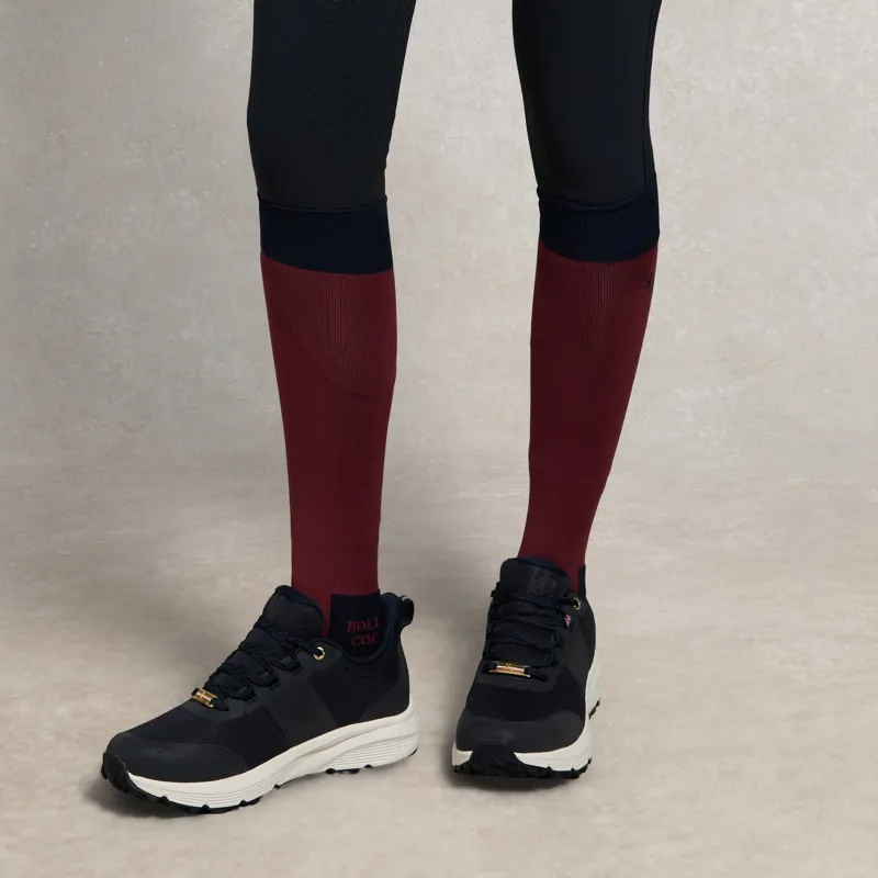 Holland Cooper Womens Tall Riding Socks - Oxblood/Navy