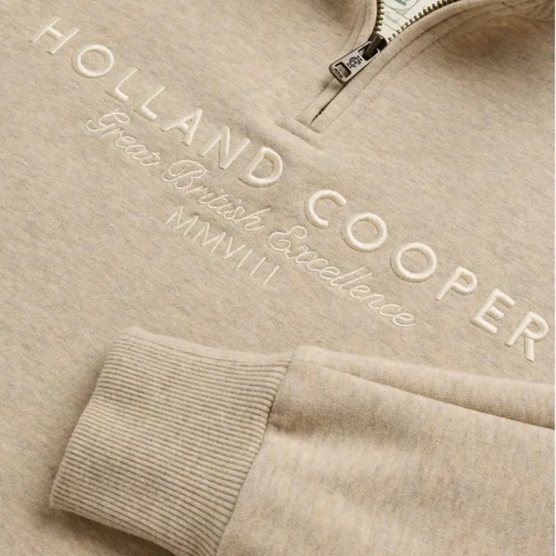 Holland Cooper Sporting Goods Henley Womens Quarter Zip Jumper - Oatmeal Marl-3