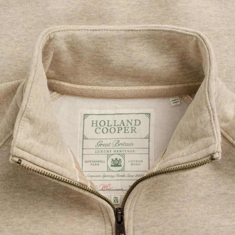 Holland Cooper Sporting Goods Henley Womens Quarter Zip Jumper - Oatmeal Marl-5