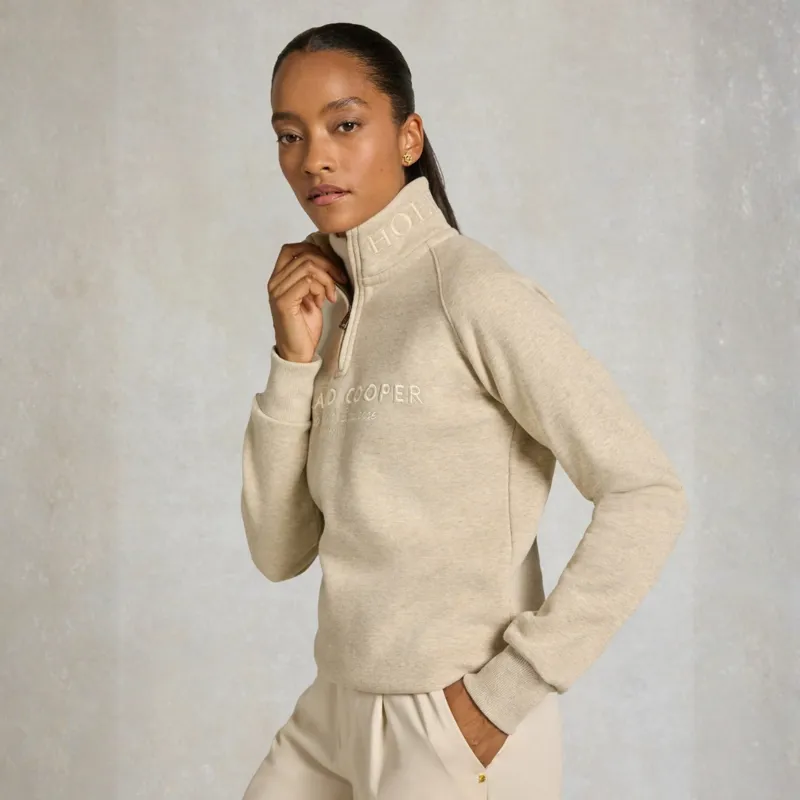 Holland Cooper Sporting Goods Henley Womens Quarter Zip Jumper - Oatmeal Marl-4