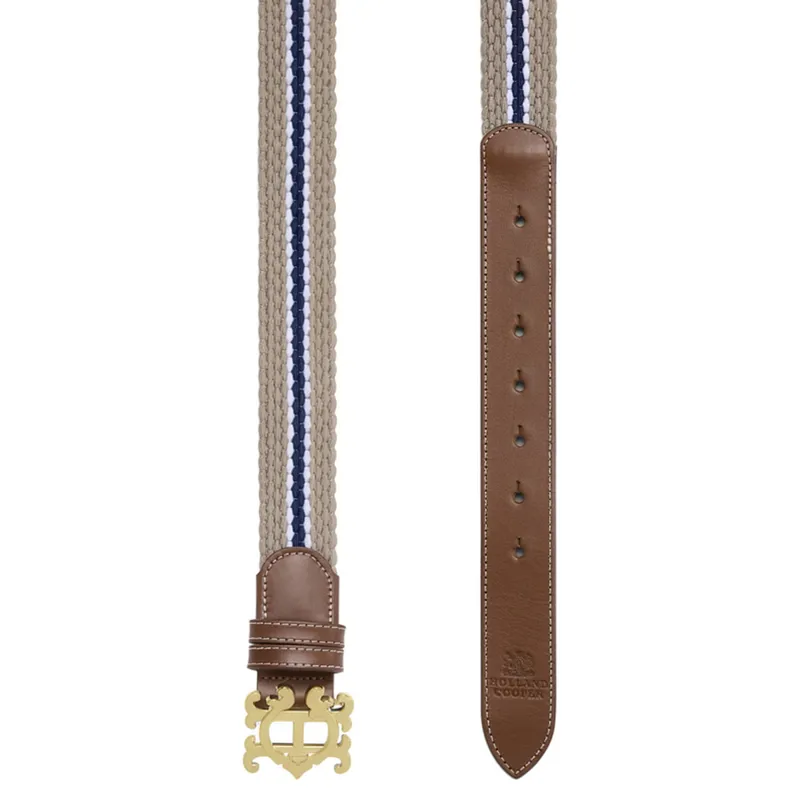 Holland Cooper Womens Elasticated Cord Belt - Stone/Navy/Ecru-1