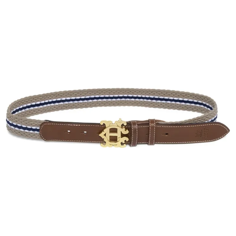 Holland Cooper Womens Elasticated Cord Belt - Stone/Navy/Ecru