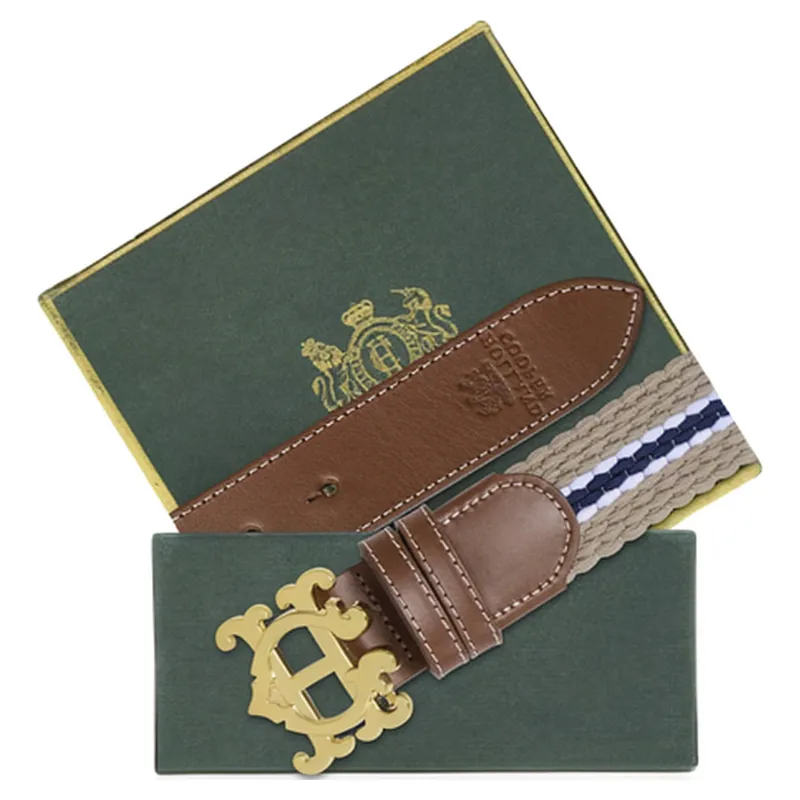 Holland Cooper Womens Elasticated Cord Belt - Stone/Navy/Ecru-2