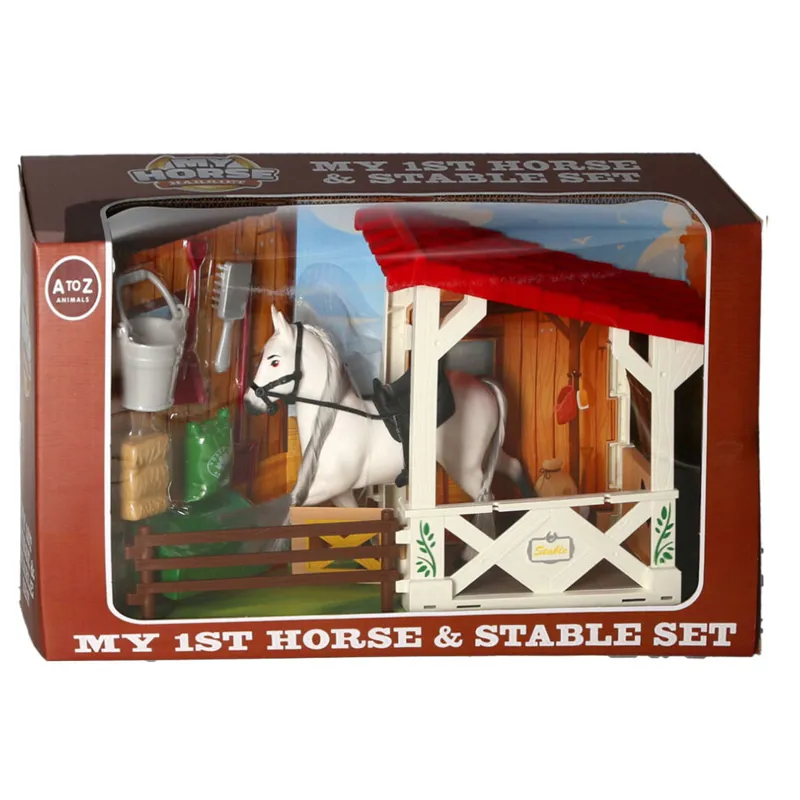 Platinum Horse and Stable Set - Light Grey
