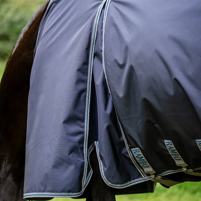 Rambo Optimo 0g Turnout Rug with 200g Liner - Navy/Thunderstorm Grey-3
