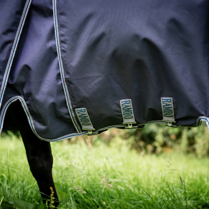 Rambo Optimo 0g Turnout Rug with 200g Liner - Navy/Thunderstorm Grey-4