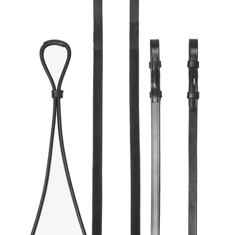 LeMieux Hunter Half Lined Curb Rein - Black/Silver