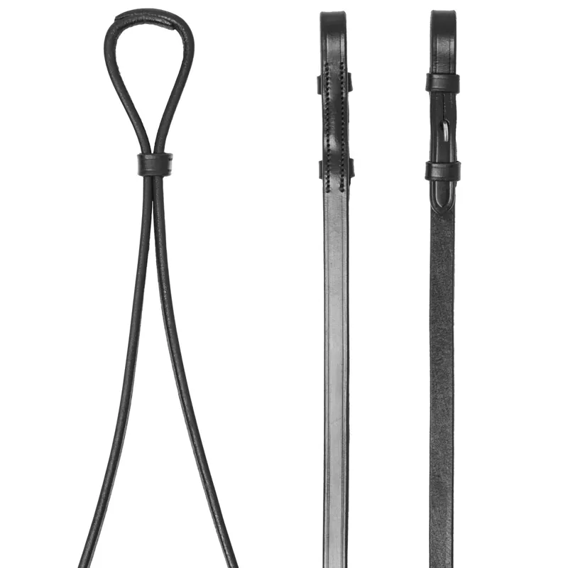 LeMieux Hunter Half Lined Curb Rein - Black/Silver-1