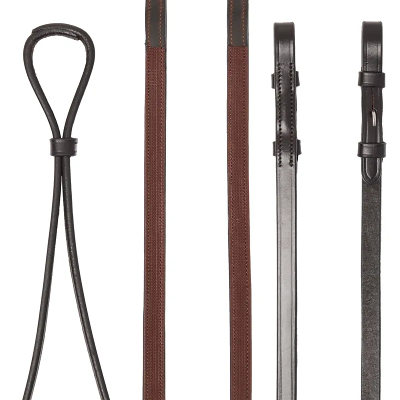 LeMieux Hunter Half Lined Curb Rein - Havana/Silver