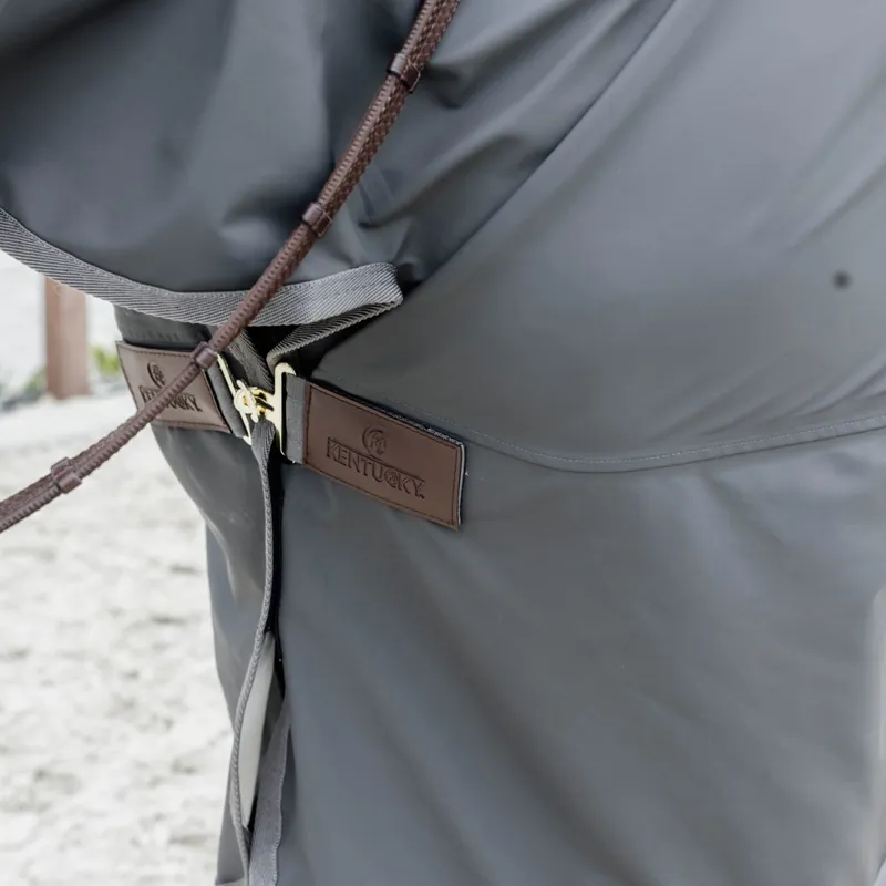 Kentucky Hurricane Raincoat Rug with Stirrup Holes - Grey-3