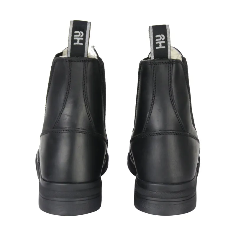 Hy Equestrian Fleece Lined Wax Leather Adults Jodhpur Boots - Black-2