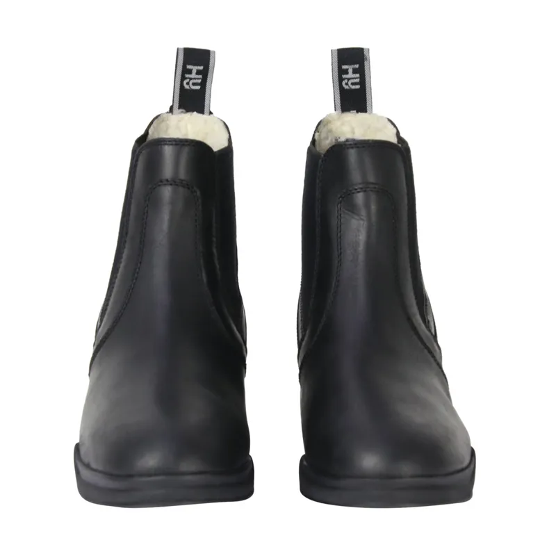 Hy Equestrian Fleece Lined Wax Leather Adults Jodhpur Boots - Black-1
