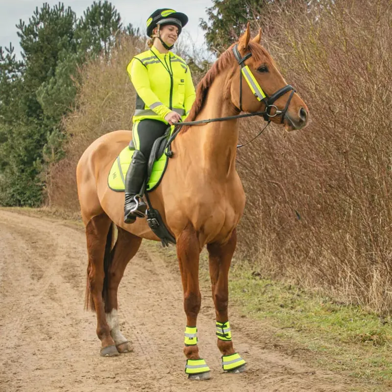 Hy Equestrian Reflector Overreach Boots - Yellow-1