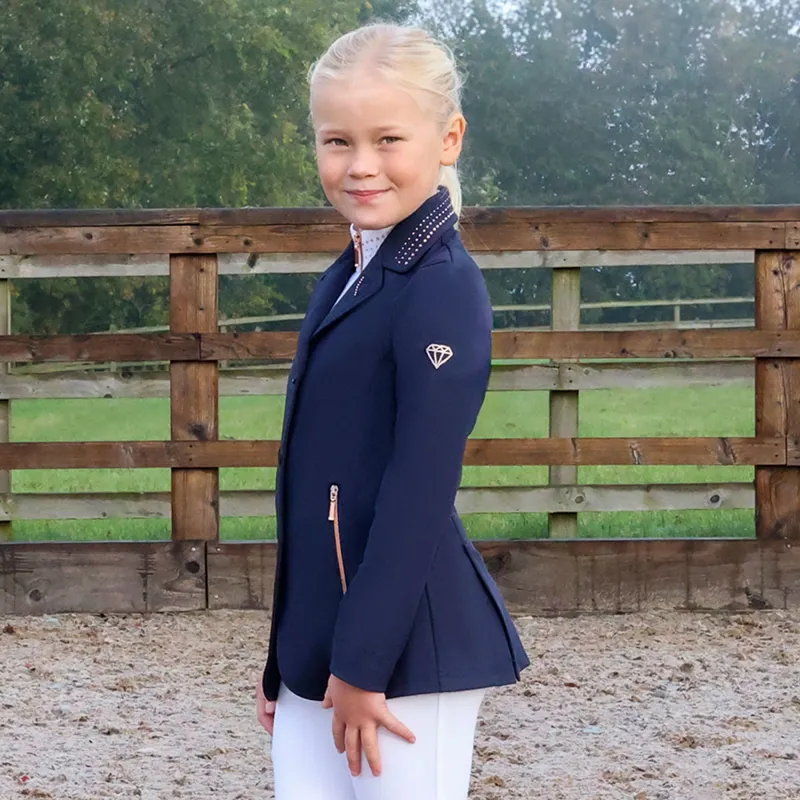 Hy Equestrian Roka Royal Junior Girls Competition Jacket - Navy-2