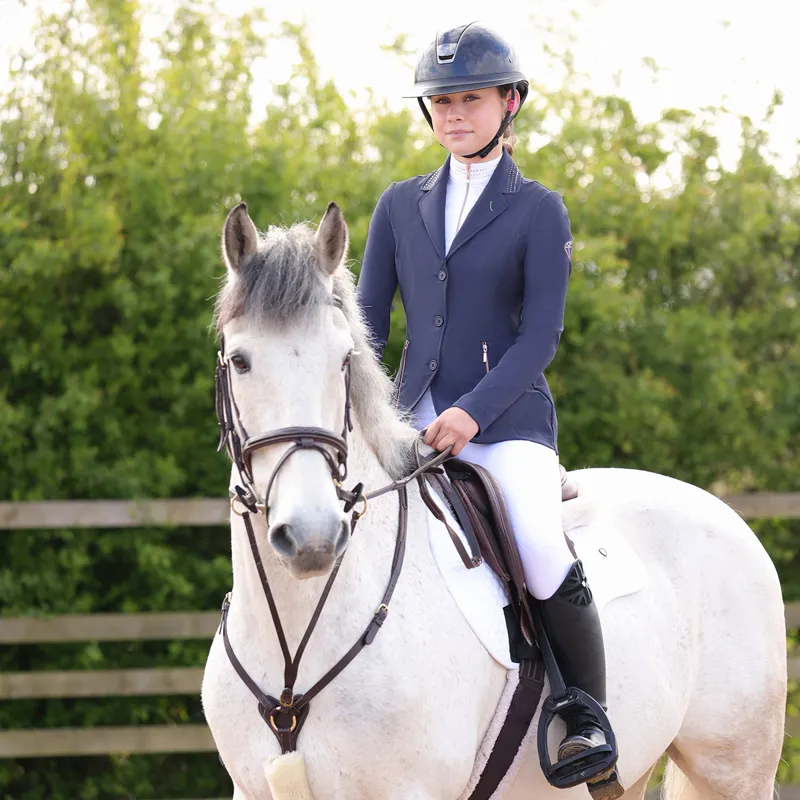 Hy Equestrian Roka Royal Junior Girls Competition Jacket - Navy-11