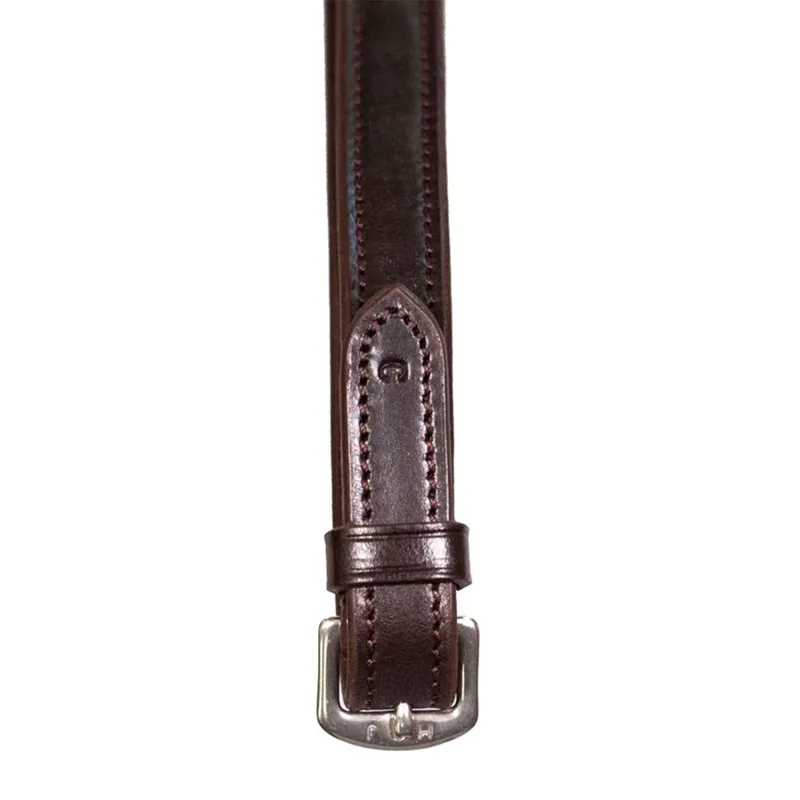 Henry James Small Pimple Hybrid Reins with Stoppers - Havana Brown-3