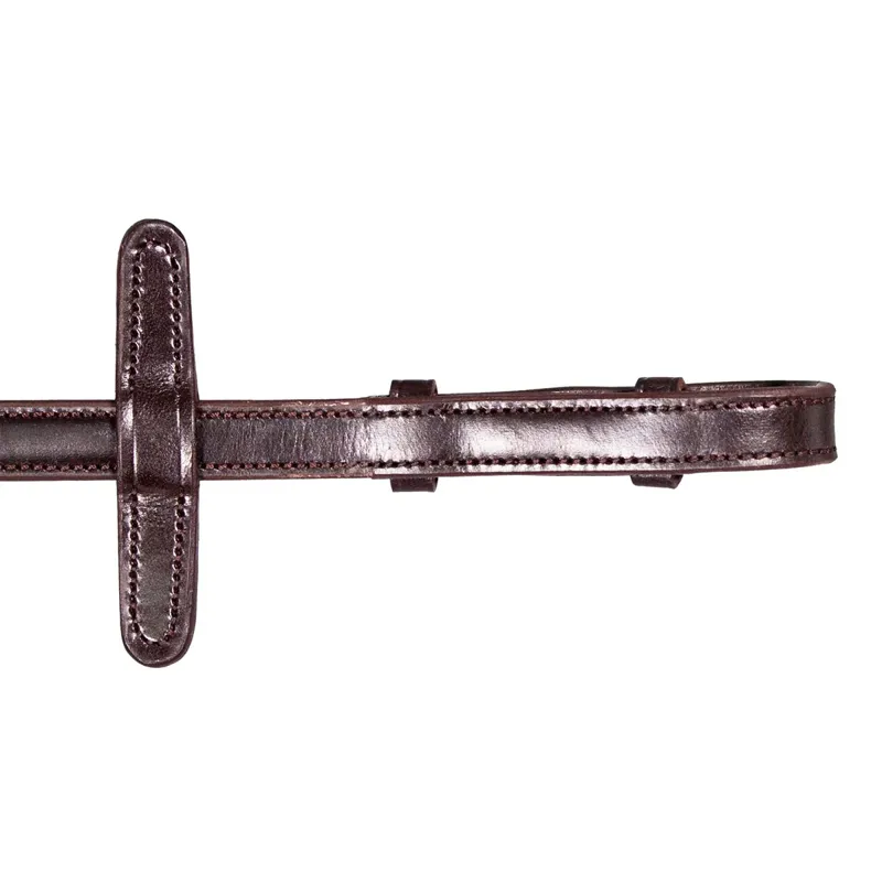 Henry James Small Pimple Hybrid Reins with Stoppers - Havana Brown-1