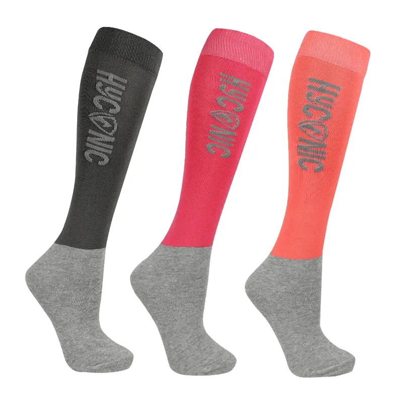 HyCONIC 3 Pack Tall Junior Riding Socks - Pink