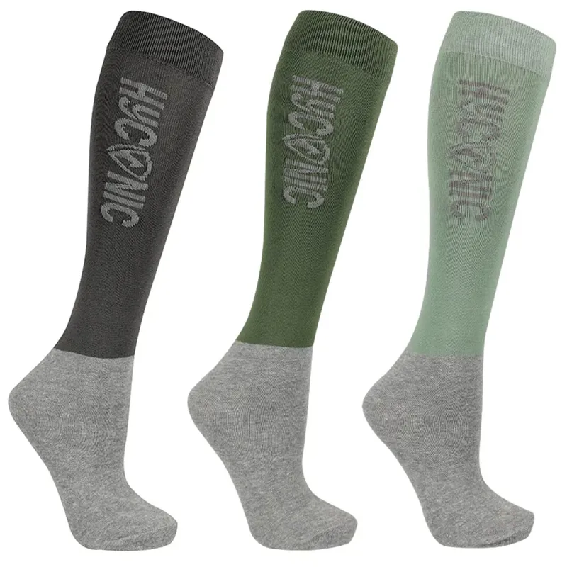 HyCONIC 3 Pack Tall Adults Riding Socks - Green