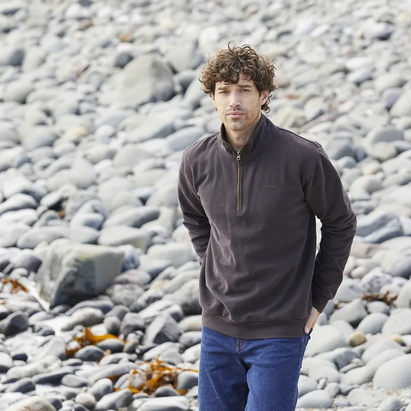 Ridgeline Brancaster 1/4 Zip Mens Smock - Deep Bark-1