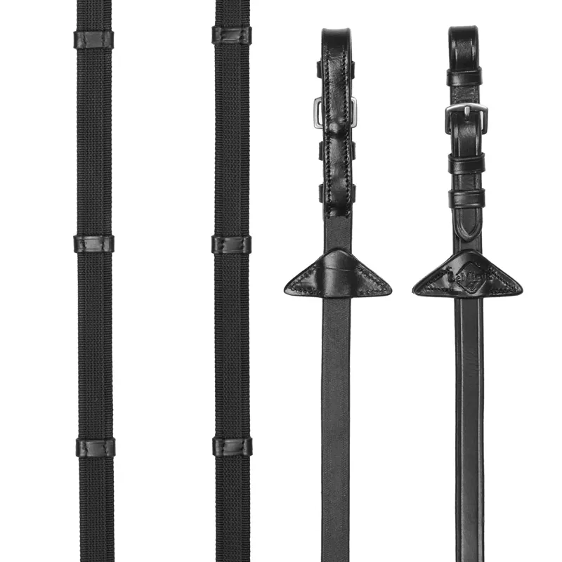 LeMieux Rubber Grip Continental Reins - Black/Silver