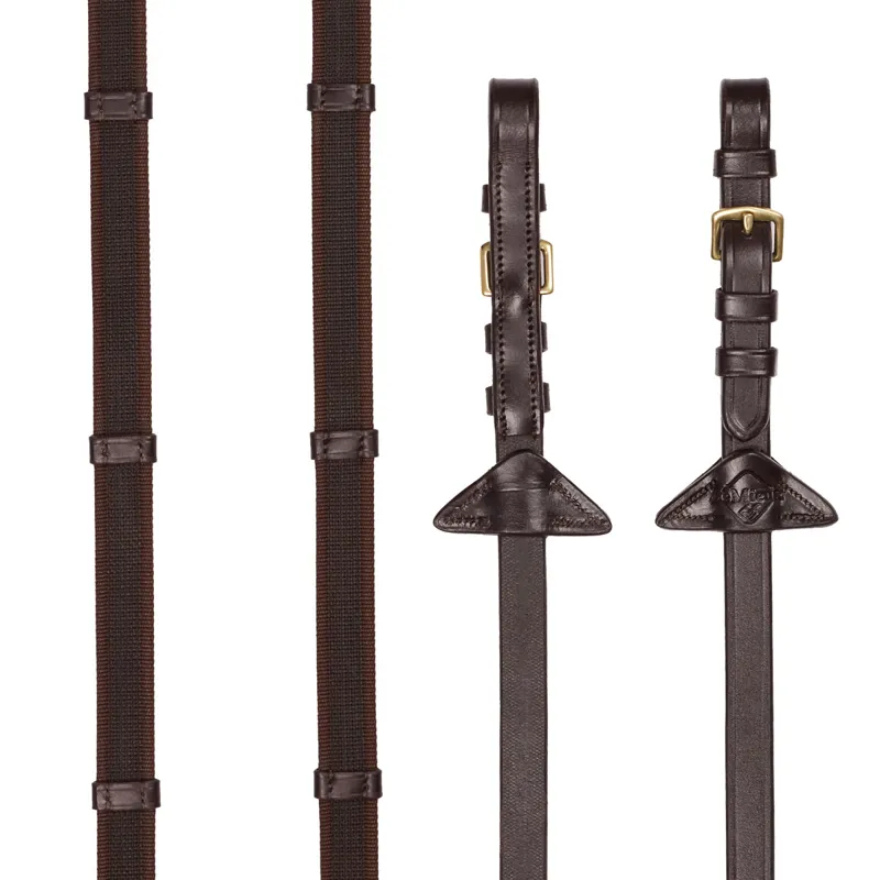 LeMieux Rubber Grip Continental Reins - Havana/Brass