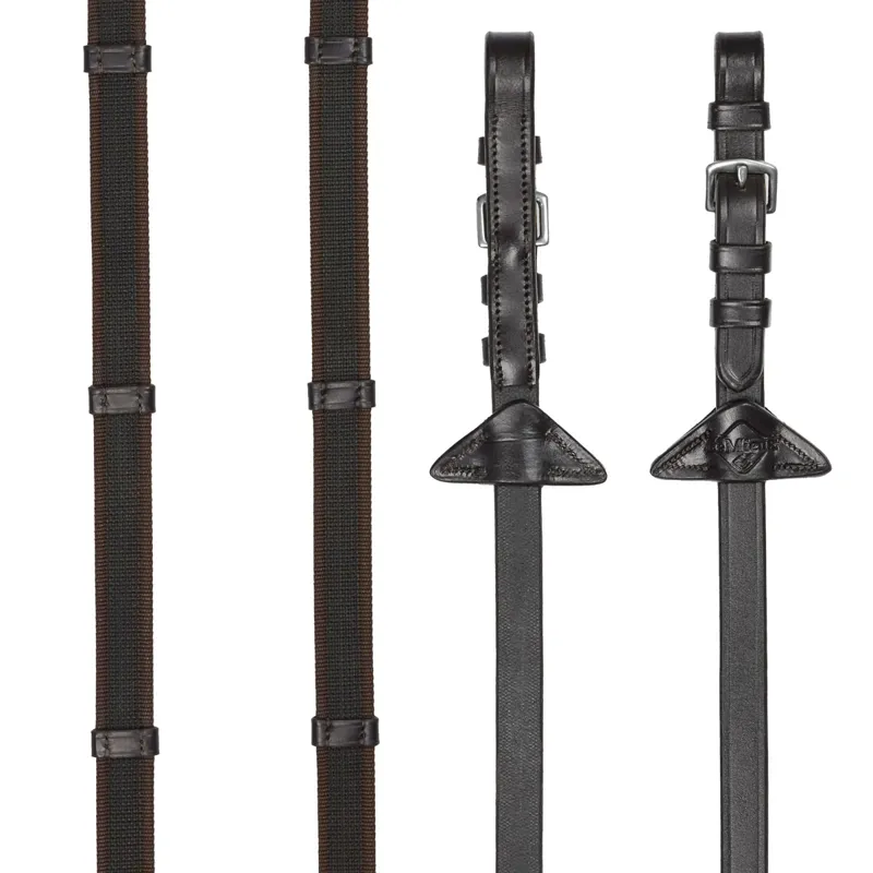 LeMieux Rubber Grip Continental Reins - Brown/Silver