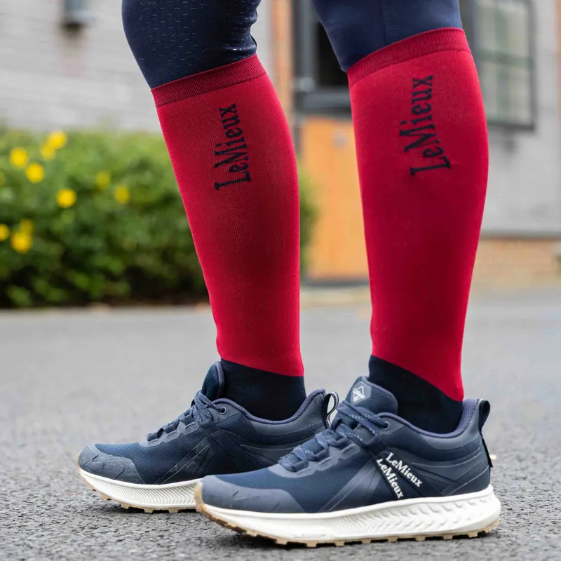 LeMieux Competition Junior Tall Riding Socks 2 Pack - Chilli-1