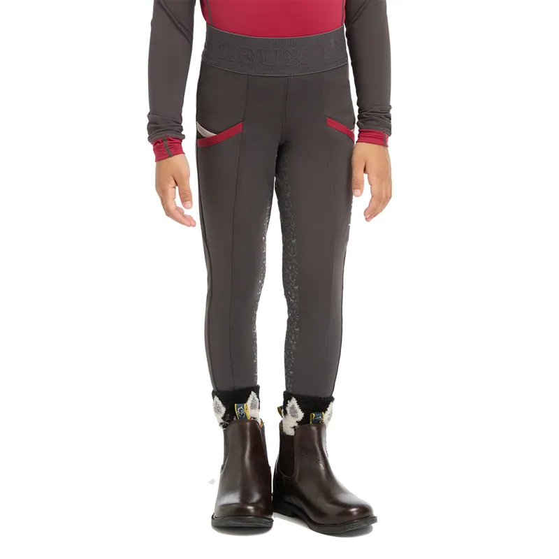 LeMieux Mini Pull On Full Grip Junior Riding Tights - Cinder-2