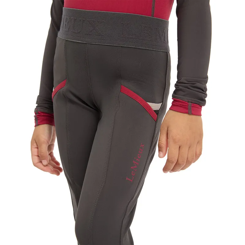LeMieux Mini Pull On Full Grip Junior Riding Tights - Cinder-4
