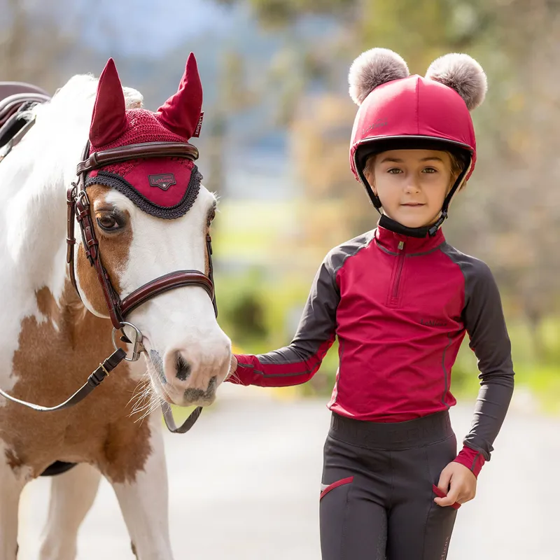 LeMieux Mini Junior Double Pom Hat Silk - Ember-5