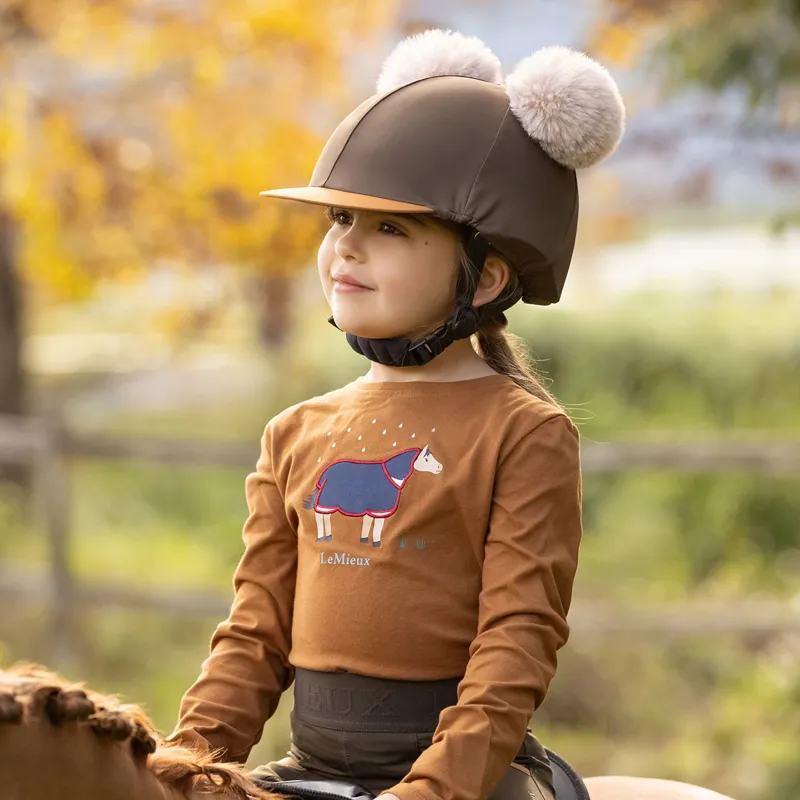 LeMieux Mini Junior Double Pom Hat Silk - Alpine-6