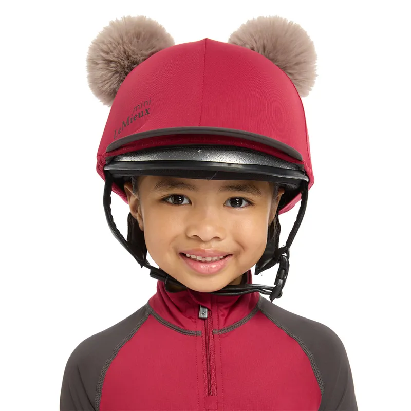 LeMieux Mini Junior Double Pom Hat Silk - Ember-4