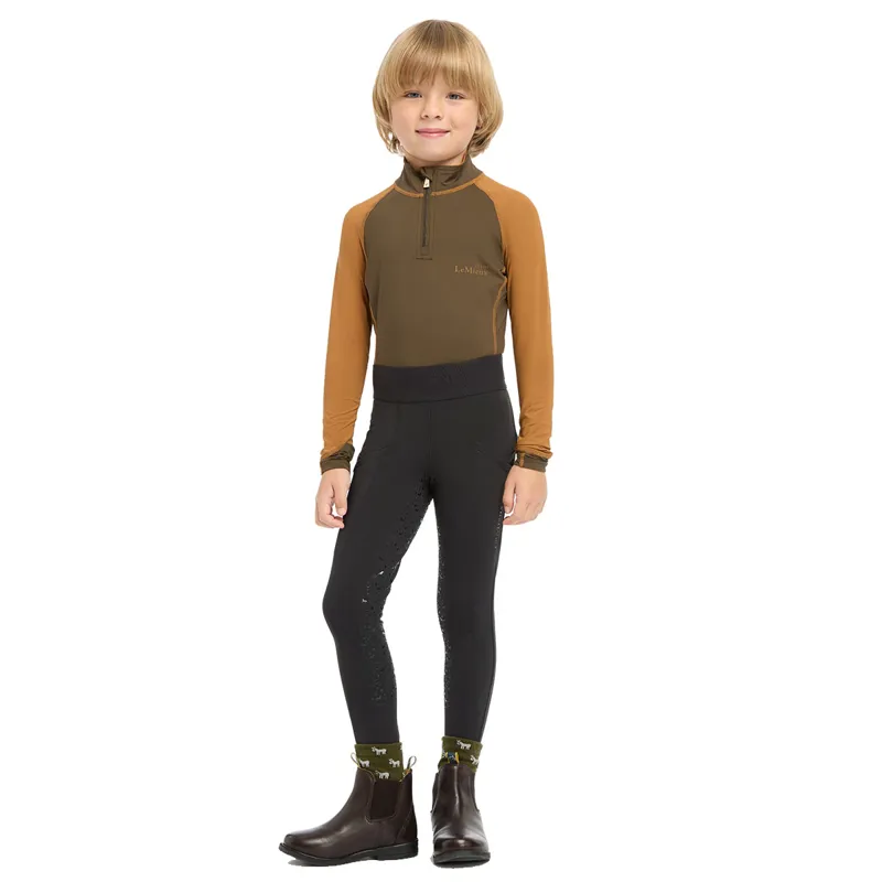 LeMieux Mini Pull On Full Grip Junior Riding Tights - Black-1