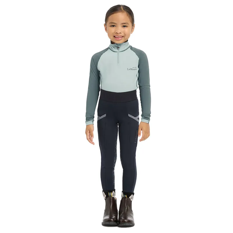 LeMieux Mini Pull On Full Grip Riding Tights - Navy-1