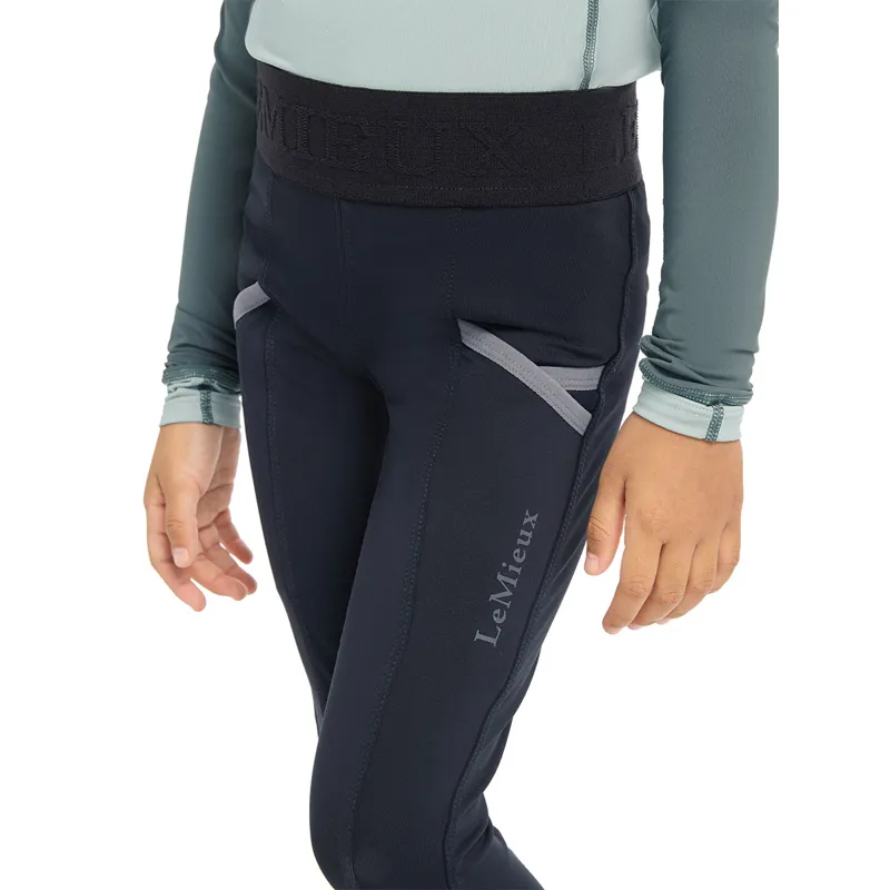 LeMieux Mini Pull On Full Grip Riding Tights - Navy-3