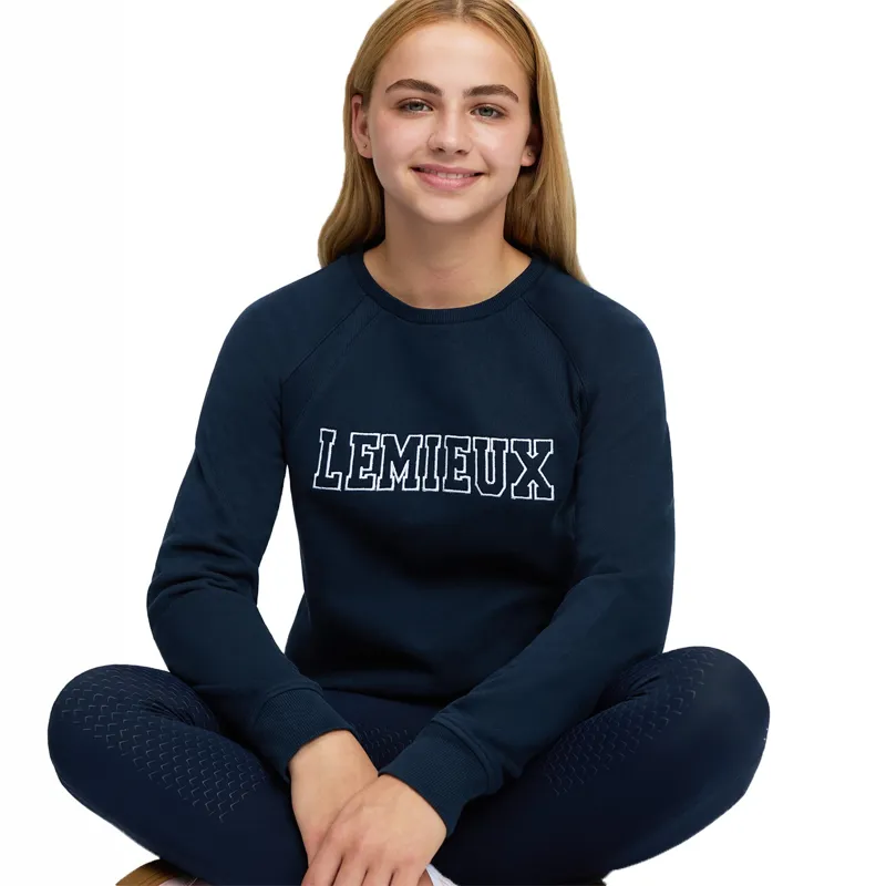 LeMieux Young Rider Shay Varsity Crew Jumper - Navy-5
