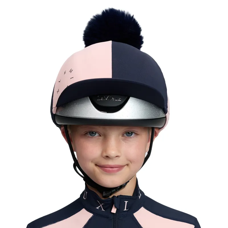 LeMieux Harlequin Hat Silk - Navy/Petal-2